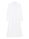 Max Mara White Maxi Dress With Classic Collar And Belted Waist In Weiss