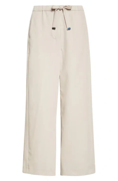 Max Mara Argenta Drawstring Virgin Wool Ankle Pants In Brown