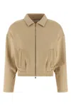 Max Mara Collared Sweatshirt With Front Pockets And Long Sleeves In Neutral