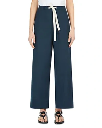 Max Mara Argento Cotton Wide Leg Pants In Midnight Blue