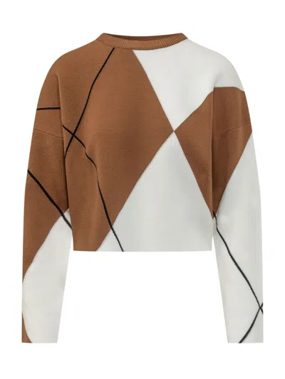 Max Mara Argyle Knit Sweater In Multi