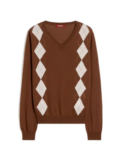 MAX MARA ARGYLE V-NECK SWEATER