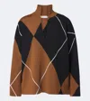 Max Mara Argyle Virgin Wool Sweater In Brown