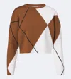 Max Mara Argyle Wool Boxy Sweater In Brown