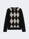 Max Mara Argyle Wool And Cashmere Sweater In Black