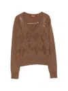 Max Mara Argyle-pattern Stud-embellished Sweater In Brown