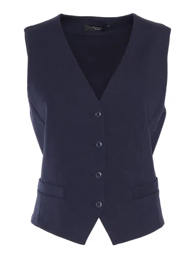 Max Mara Aria Navy Jersey Jacket In Blue