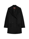Max Mara Double-breasted Wool Short Coat In Black