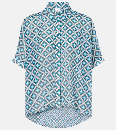 Max Mara Ariete Printed Cotton And Silk Shirt In Blue