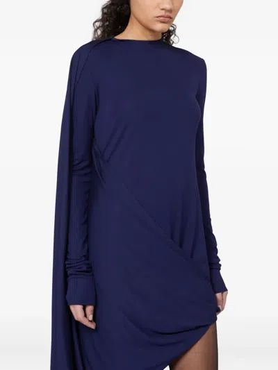 Max Mara Ariete1234 Draped Asymmetrical Dress In Blue