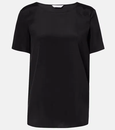 Max Mara Dida Silk Satin Top In Black