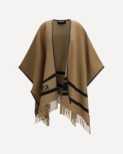 Max Mara Aris Wool Poncho In Brown