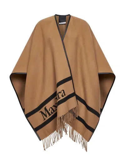 Max Mara Aris Wool Poncho In Brown