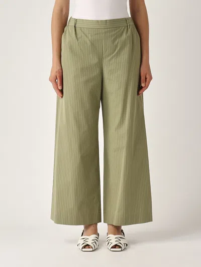 Max Mara Arley Striped Wide Leg Trousers In Green