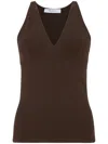 Max Mara V-neck Ribbed Tank Top In Brown