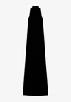 Max Mara Long Velvet Halter Neck Dress With Back Chain Detail In Black