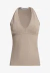 Max Mara Halterneck Fitted Silhouette Tops With Seam Detailing In Neutral