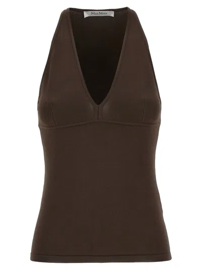Max Mara Armida V-neck Top In Brown