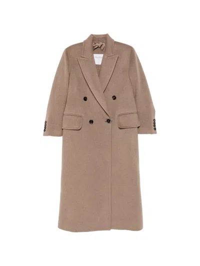 Max Mara Armonia Double-breasted Coat In Neutral