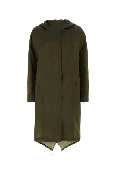 Max Mara Army Green Silk Tambuto Parka