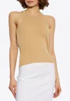 Max Mara Womens Sand Arnes Knitted Cotton Tank Top