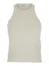 Max Mara Cotton Crew Neck Top With Ribbed Texture In White