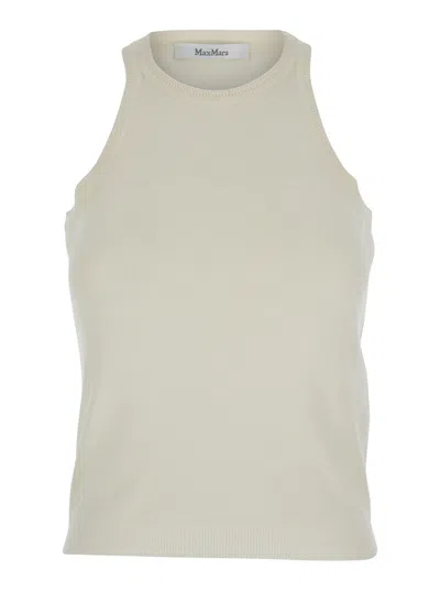 MAX MARA MAX MARA 'ARNESS' WHITE SLEEVELESS TOP WITH HALTERNECK IN COTTON WOMAN