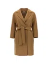 Max Mara Arona Belted Wool Coat In Brown