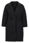 Max Mara Short Virgin Wool Coat With Classic Lapel In Black