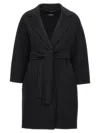 Max Mara Short Virgin Wool Coat With Classic Lapel In Black