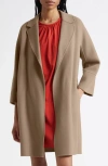 Max Mara Arona Double Face Virgin Wool Belted Coat In Brown