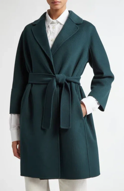 Max Mara Arona Double Face Wool Belted Coat In Green