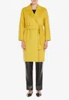 Max Mara Short Wool Coat With Kimono And Raglan Sleeves In Yellow