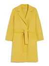 Max Mara Short Wool Coat With Kimono And Raglan Sleeves In Yellow