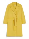 Max Mara Short Wool Coat With Kimono And Raglan Sleeves In Yellow
