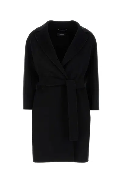 Max Mara Arona Wool Belted Coat In Black