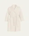 Max Mara Short Double-faced Wool Coat In White