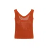 Max Mara Orange Open Knit Tank Top In Orange