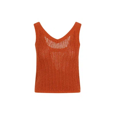 Max Mara Arrigo Crochet Orange Cotton Top