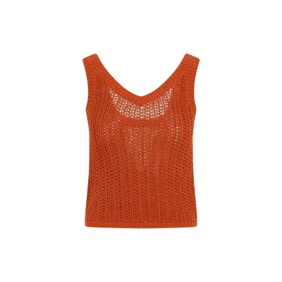 MAX MARA MAX MARA ARRIGO CROCHET ORANGE COTTON TOP