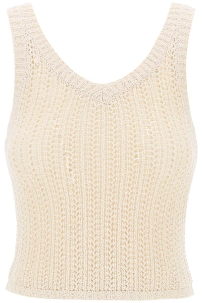 Max Mara Arrigo Knit Cotton-blend Tank Top In Neutro