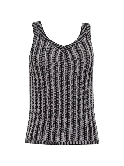Pre-owned Max Mara Arrigo Striped Knitted Top In Black
