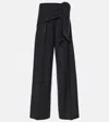 Max Mara Wool Trousers With Bow In Black