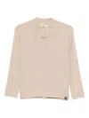 Max Mara Arten Ribbed V-neck Jumper In Neutral