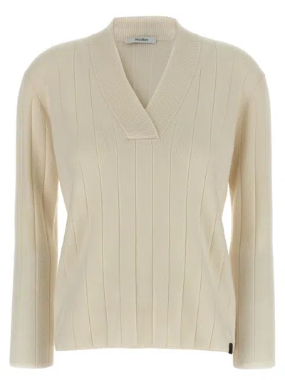 Max Mara Arten Cashmere Sweater Crossed V Neckline In Neutral