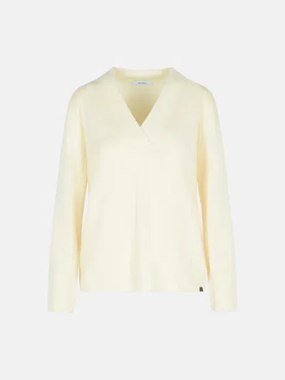 Max Mara Cashmere Yarn V-neck Sweater Long Sleeves In Black