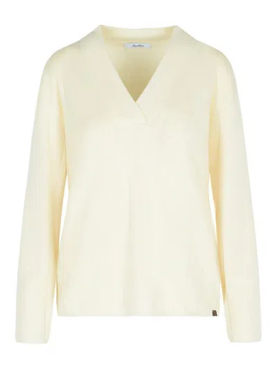 MAX MARA ARTEN WHITE CASHMERE YARN SWEATER