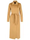 Max Mara Cashmere Coat With Belted Waist And Long Length In Beige