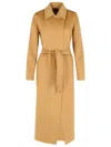 Max Mara Cashmere Coat With Belted Waist And Long Length In Neutrals