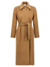 Max Mara Cashmere Coat With Belted Waist And Long Length In Brown